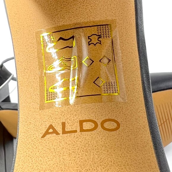 Aldo Womens Size 10 Black Leather D'Orsay Point Toe Block Heels Pumps Shoes - Picture 13 of 15